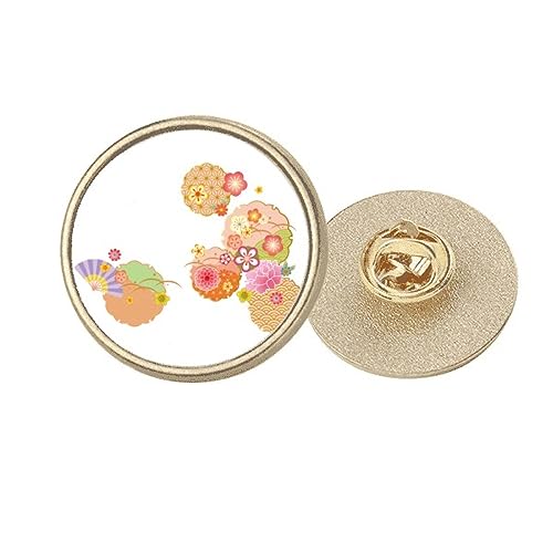 Broche ronde en métal doré motif Sakura M au fini brillant de qualité