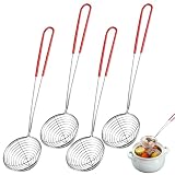 Rairsky 4 Stück Fondue Sieb, Schaumlöffel Edelstahl, Hot Pot Zubehör
