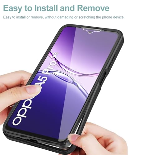 Comaku Cover Per Oppo A5 Pro 5G, 360 Gradi Rugged Custodia Antiurto Case Con Protezione Integrata Dello Schermo, Rugged Doppia Bumper Trasparente Case Integrale Cover - Nero - 5