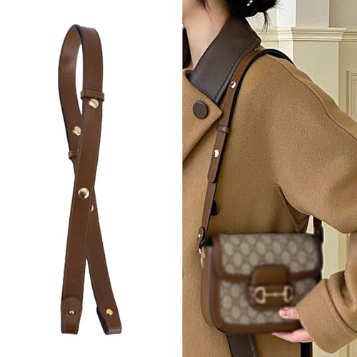 OAikor Alça transversal de substituição de bolsa ajustável de 3 comprimentos para bolsas Gucci Ophidia Bamboo Diana, alça de ombro marrom de couro genuíno para bolsas femininas, 75 cm/85,5 cm/106,5 cm