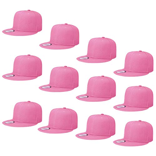 Image of Falari Wholesale 12 Pack Snapback Hat Cap Hip Hop Style Flat Bill Blank Solid Color Adjustable Size