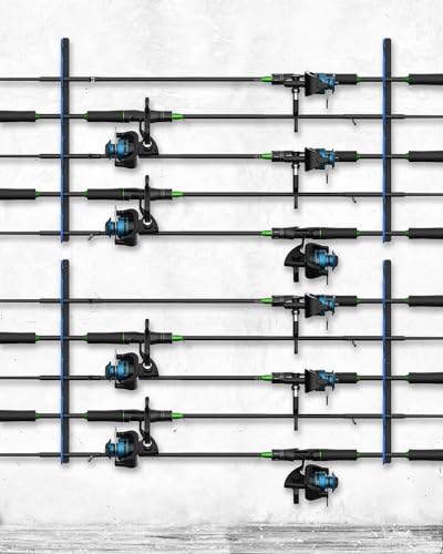 WellMall Fishing Pole Holders - 10 Rod Holder Storage for Wall & Garage, Fits Most Rods - image 8