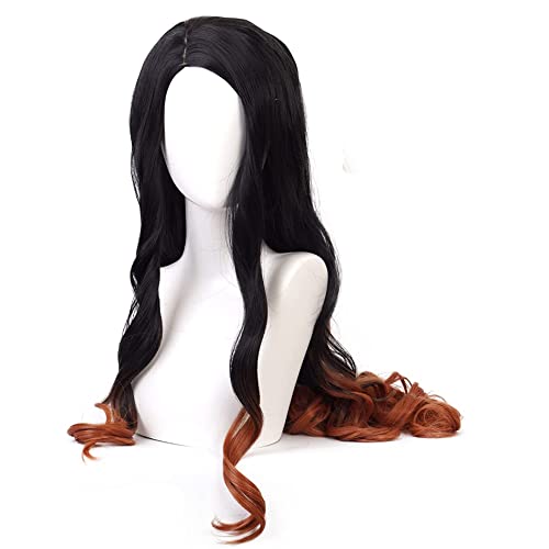 maysuwell Cosplay Wig Anime Black brown gradient Long Wavy Hair Halloween Christmas carnival Costume Party Daily Fashion