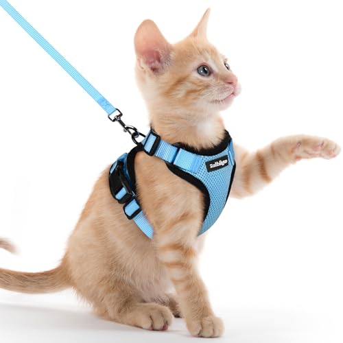 Image of rabbitgoo Cat Harness and Leash Set, Escape Proof Vest, Light Blue