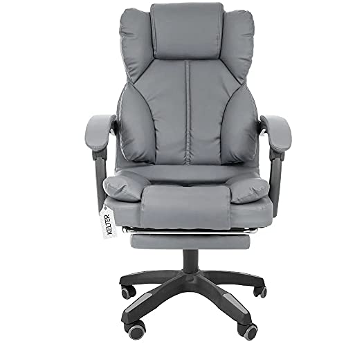 Cadeira Presidente Escritório Com Apoio Para Os Pés Kelter F12 Cinza
