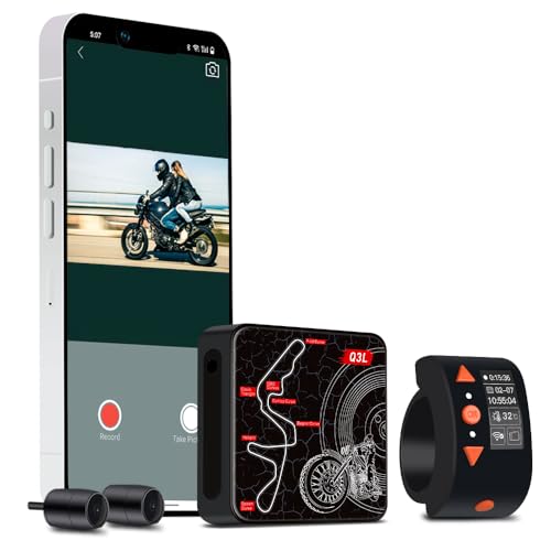 VSYSTO Q3L Mini Motorcycle Dash Cam with 1080P Front & Rear Waterproof Cameras, Supports WiFi App, G-Sensor 512GB and Loop Recording