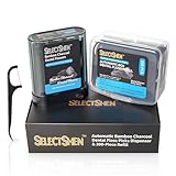 Dental Floss Picks, 288 Count (88 Flosser Dispenser + 200 Refills) – Bamboo Charcoal Floss, Refillable,Easy Travel Oral Care by SelectShen™