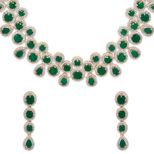 Rubans Women Gold-Plated Green Stone Studded Handcrafted Statement Necklace Set (B0D6RVYZ7D) Amazon Price History, Amazon Price Tracker