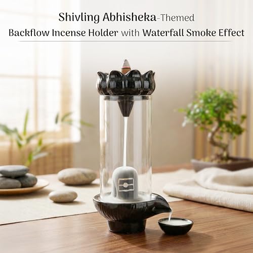 Image of Cycle Pure Navin Shivling Abhishekam Backflow Incense Burner with 20 Premium Cones - Spiritual Smoke Waterfall Decor