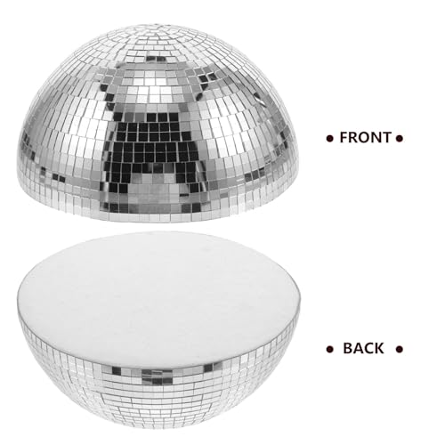 Bola espejada semiesférica plateada de 25 cm para decoración de bodas y fiestas, material vidrio y espuma, estilo retro, centro de mesa con instalación fácil miniatura 3