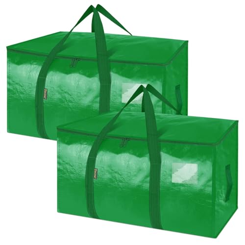 Image of BALEINE 2-Pack Oversized Moving Bags with Reinforced Handles, Heavy-Duty Storage Tote for Clothes, Moving Supplies (Light Green, 2-Pack)