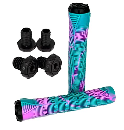 Blunt Poignées de trottinette / BMX I Trottinette pour enfants I Tret I Trick I Poignées de guidon I Pièces de rechange I Accessoires (16 cm V2 turquoise/rose)