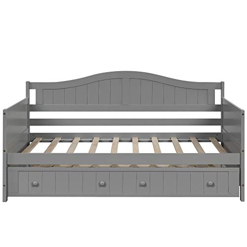 Softsea Twin Wood Daybed With Trundle Twin Size Platform Bed Frame Sofa Daybed And Trundle Set With Slats Support, No Box Spring Needed (Gray) #TOP3