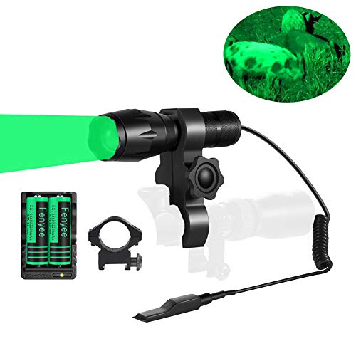 Fenyee Green Light 350 Yards Spotlight Zoomable Tactical Hunting Flashlight Torch for Hog