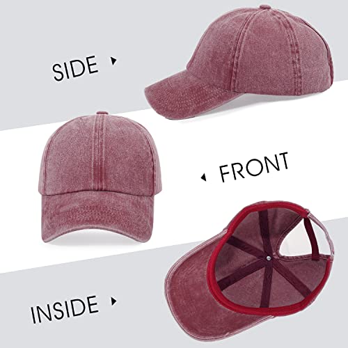 Image of HH HOFNEN Ponytail Hat for Women Washed Distressed Baseball Cap Ponycaps