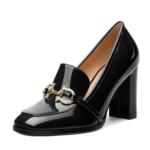 Women's Chunky Heel Square Toe Pumps, Heel High Loafers for Women, Office Commuter Party Prom Single Shoes