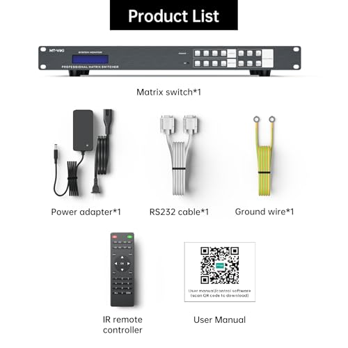 Image of MT-VIKI 4x4 8K UHD HDMI 2.1 Matrix Switcher with Audio De-embedder, 8K@60Hz and 4K@120Hz, EDID, RS232, LAN Port, APP (4 in 4 Out)