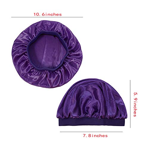 Duozan 2 Pack Kids Satin Bonnets Night Sleeping Cap Wide Band Shower Cap Bath Hats For Baby Children Toddler (Black+Wine)… #TOP3