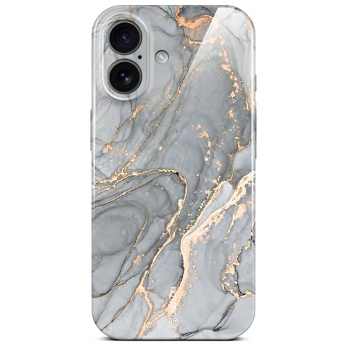 Coque iPhone 17 aspect marbré gris doré pour un style élégant