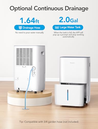 Image of GoveeLife Dehumidifier for Home 4,500 Sq.Ft, 50 to 137 Pint Smart Auto Humidity Control, Drain Hose, 2.0Gal Bucket, Compressor Dehumidifiers for Basement with Auto Shut Off, Bathroom, Garage, w /WiFi