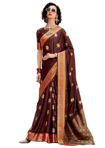 Sari traditionnel pour fonction religieuse vêtement de fête indienne en satin de soie