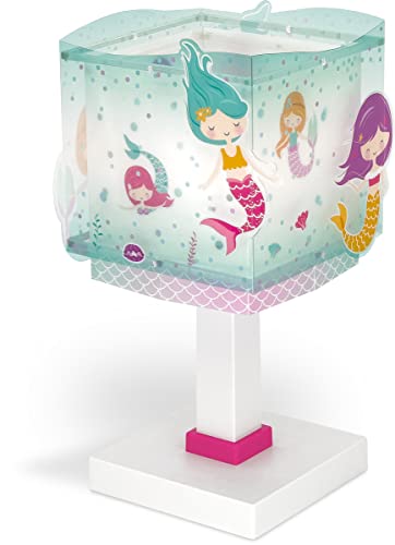 Dalber Lámpara de mesa o mesita infantil Mermaids Sirenas, lámparas infantiles, 63441, E14