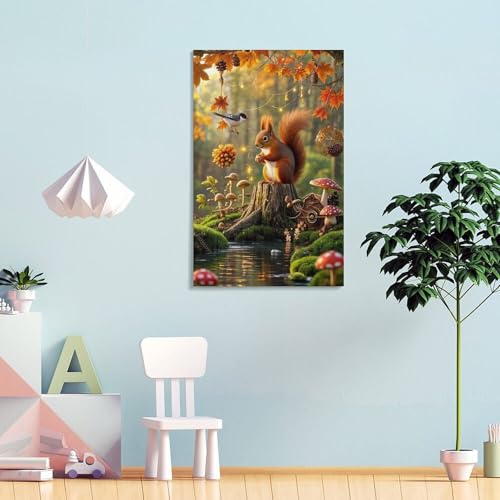Impression Sur Toile Écureuil de Qualité Supérieure 40x60cm