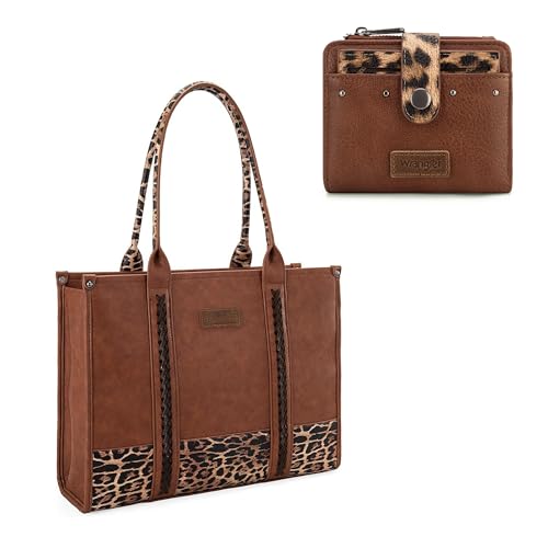 Montana West Wrangler Leopard Print Small Wallet and Tote Bag Set for Women