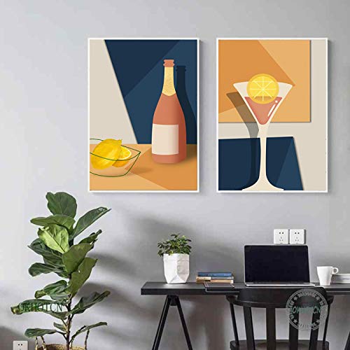 Toile cocktail art mural Champagne design pour une décoration de salon élégante