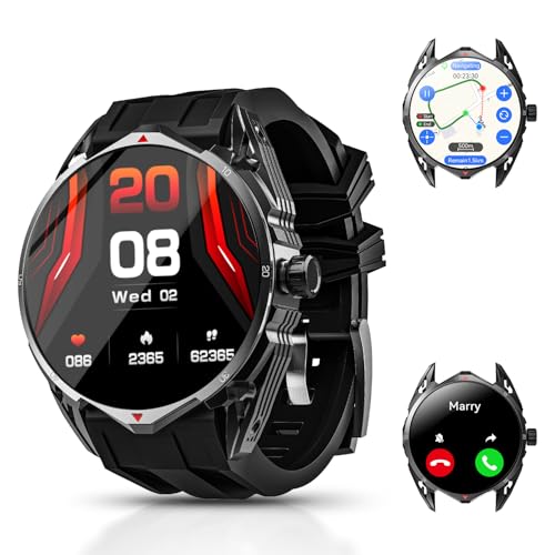 Rogbid M2 smartwatch uomo con GPS e scheda offline, 1,6" HD AMOLED, controllo vocale AI, 5 ATM, impermeabile militare, monitor del sonno, frequenza cardiaca, fitness tracker per Android iOS