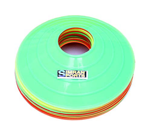 Image of SIMRAN SPORTS Disc Cones Set, Space Marker, Agility Soccer Cones for Training, Football, Kids, Sports, Field Cone Markers (Pack of 30)