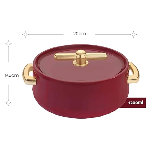 Image of SELVEL Elegance Casserole | Advanced PU Insulation | Elegant Design Hot Pot | Hot Case Keeps Food Hot & Fresh for Hours | Serve Chapati, roti, Biryani and More (Royal Maroon, 1200)