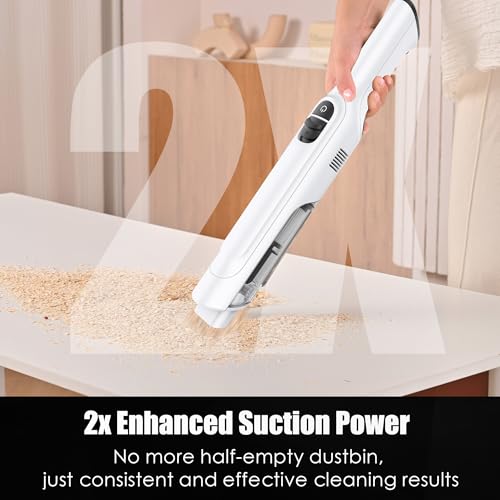Image of Handheld Vacuum Cordless, Lightweight 1.4lb with Powerful Suction, Charging Dock, Single Touch Empty and Detachable Dust Cup (Creamy White)