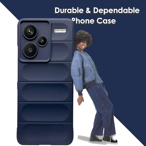 Image of A rtistque Back Cover Case for Mi Redmi Note 13 Pro Plus 5G |with Inner Fabric|Stylish AirBag Case|Liquid Stripe Silicone|Camera Protection|Anti Slip Grip|Redmi Note 13 Pro Plus 5G Back Cover - Blue