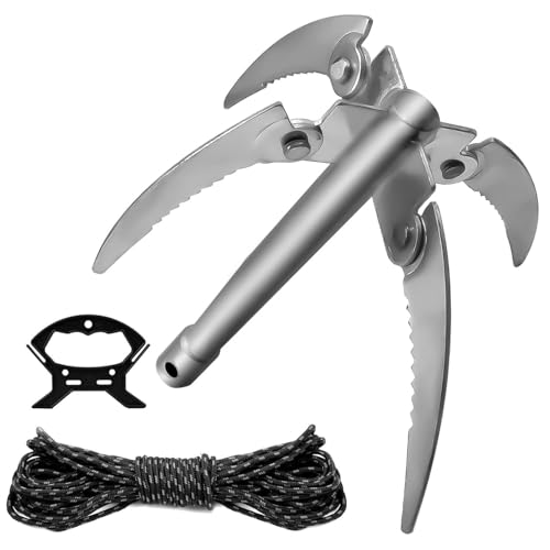 TIANLIN Mini Anker für Boot, SUP und Schlauchboot – 9,5m Ankerseil, 0,4kg Leichtgewicht, Klappanker mit Verstärkten Ankerhaken TIANLIN Mini Anker für Boot, SUP und Schlauchboot – 9,5m Ankerseil, 0,4kg Leichtgewicht, Klappanker mit Verstärkten Ankerhaken