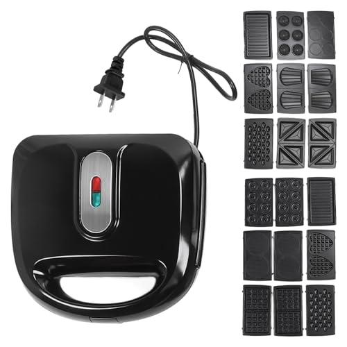 Electric Maker with 10 Non Stick Plates, Indicator Lights Cool Touch Handle Easy to and Store for Cooking Breakfast Grilled Cheese Tuna and Snacks (US Plug 110V)