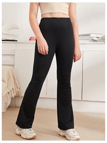 Milumia Girl's High Waisted Bell Bottoms Flared Wide Leg Casual Basic Legging Pants2