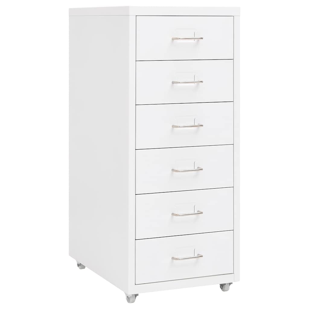 Armadietto per documenti con ruote, in metallo, 28 x 41 x 69 cm, 6 cassetti, per ufficio, casa, con supporto per targhetta per il nome e facile da spostare per ordine e riporre