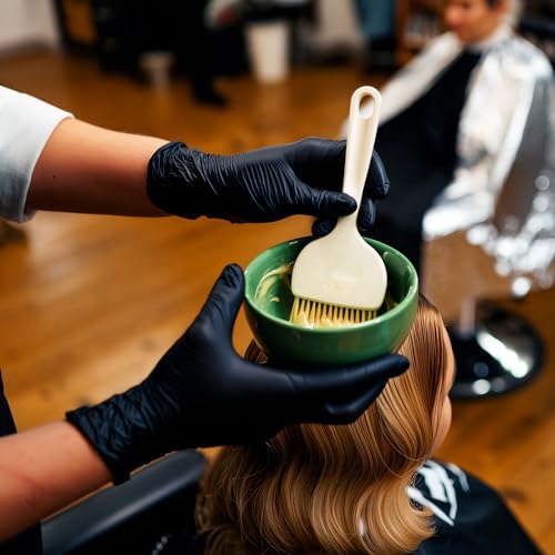 2pairs hair dye gloves reusable cleaning gloves black rubber glove non-slip bouncy professional hair coloring accessories for salon hair dyeinglarge