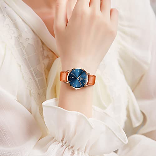 OLEVS Women's Watch, Automatic Watch, Mechanical Luxury Stainless Steel, Water Resistant, Luminous Date, Gold/Silver