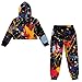 YECARYPOD Color Splatter Girls 2 Piece Outfits Crop Top Hoodie and Sweatpants Athletic Sweatsuits Sets for Boys Girls Kids Dance Tracksuit Jogging Outfits Set Fall Fashion Sweatshirt Set