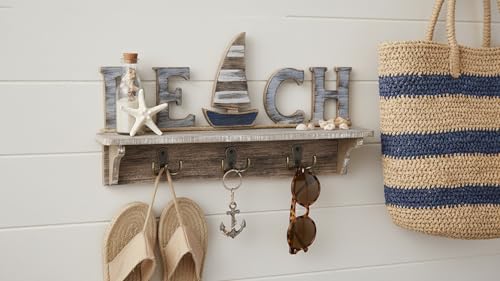 SAILINGSTORY Beach Wall Decor Nautical Decorative Coat Rack Wall Mounted Key Hook with Shelf - Image 4