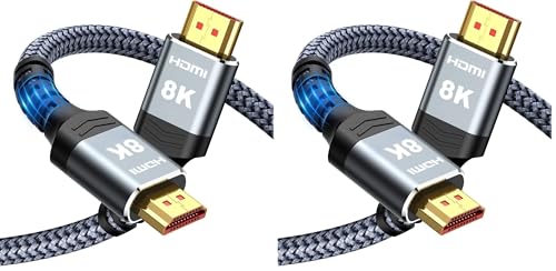 Image of Highwings 8K HDMI Cable Long 2.1 30FT /9M, 48Gbps High Speed HDMI 4K120 144Hz Dynamic HDR 10 eARC HDCP 2.2&2.3 Compatible for PS5, Blu-ray Player and Monitor (Pack of 2)