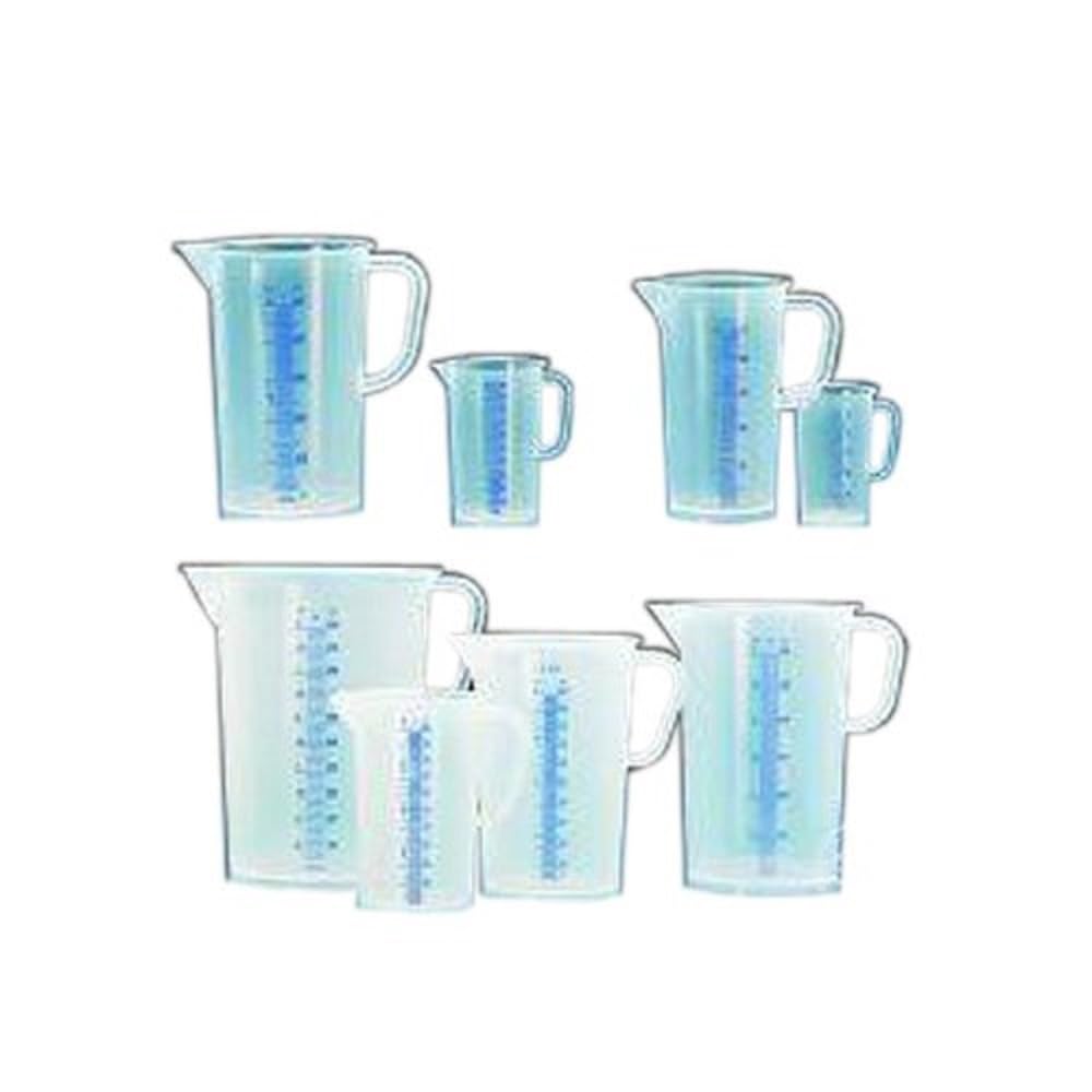 Vitlab 445081 Verres Doseurs, Gobelet Doseur, Polypropylène, Échelle Bleue en Relief, 5000 mL (Lot de 6)