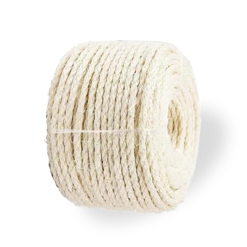 TrainPro White Sisal Rope 8mm x 164 ft - Heavy-Duty Cat Scratcher Repair