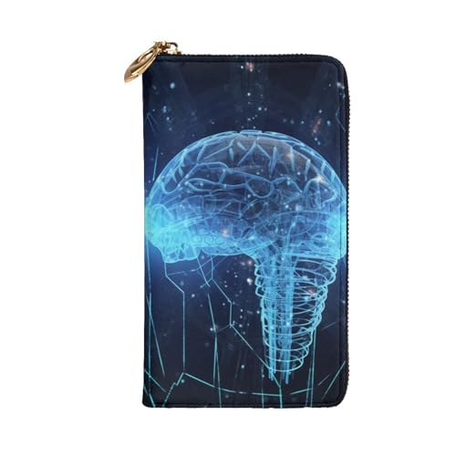 Artificial Intelligence Brain Wallet For Women Men Clutch Rfid Blocking Leather Wallets Large Capacity Purse Credit Card Holder Money Case With Zipper Phone Holder Long Travel Purse2