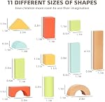OOOK 100pcs Blocs de construction pour les enfants 1-3, Blocs en bois pour les jeunes avec seau de rangement et sorcellerie de forme, jouets Montessori pour 1 2 3 Jouets d'apprentissage pour les filles et les garçons de l'âge d'un an