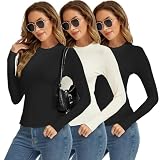 Women Thermal Shirts, Base Layer Long Sleeve Workout Tops Winter Warm Fleece Lined Underwearshirt for Skiing Running