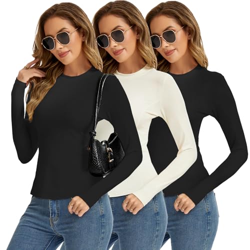 Women Thermal Shirts, Base Layer Long Sleeve Workout Tops Winter Warm Fleece Lined Underwearshirt for Skiing Running