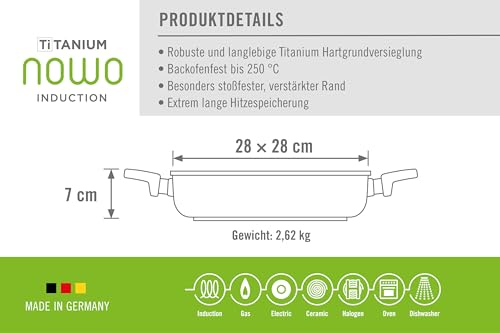 Viereckpfanne Woll Nowo Titanium Gusspfanne 28×28 cm induktionsgeeignet